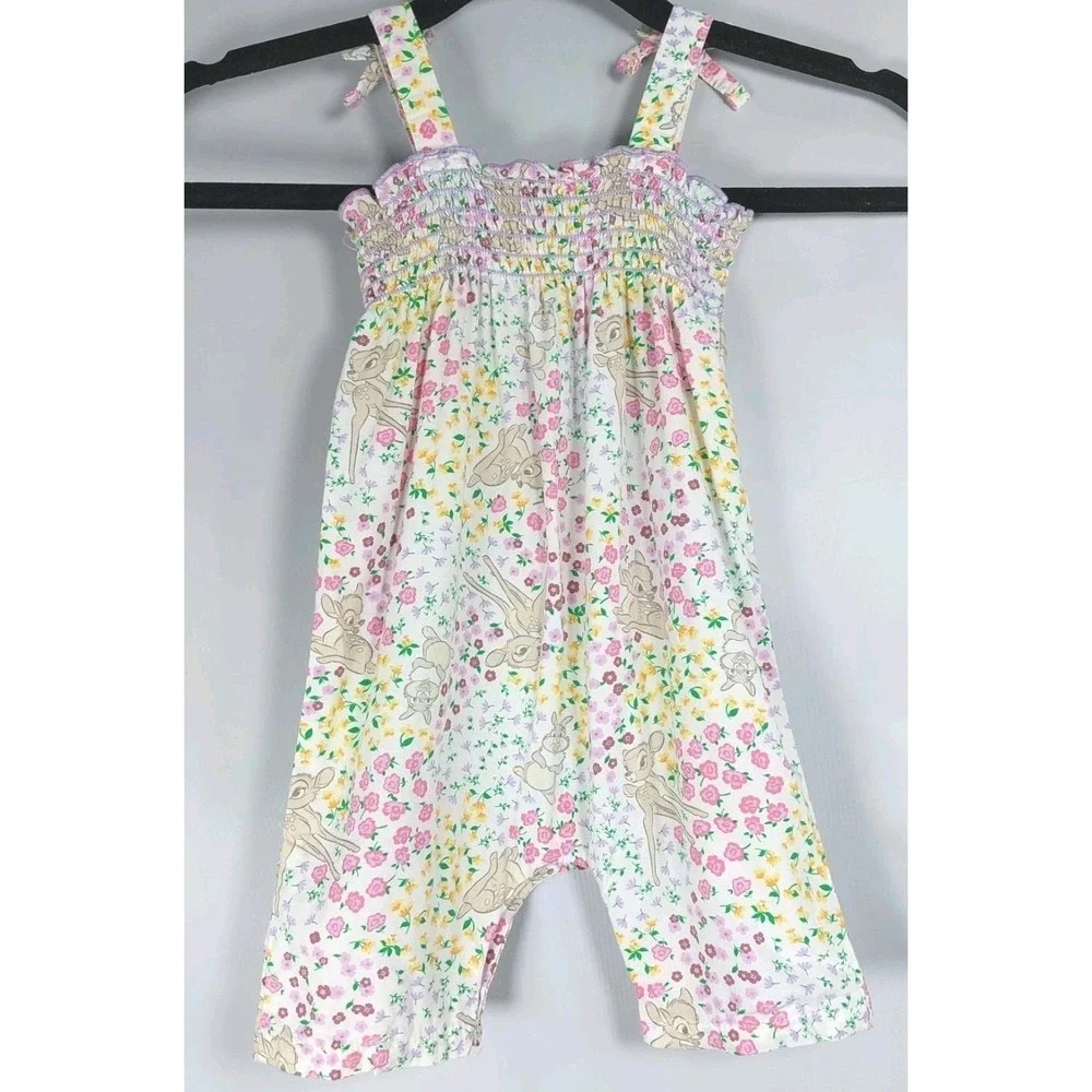 Disney Baby Smocked Bambi Jumper‎ Cotton Floral 3-6 Month Summer